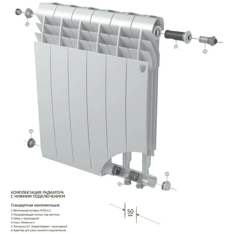 Royal thermo biliner нижнее подключение Радиатор Royal Thermo (Biliner 500) белый, на 6 секций