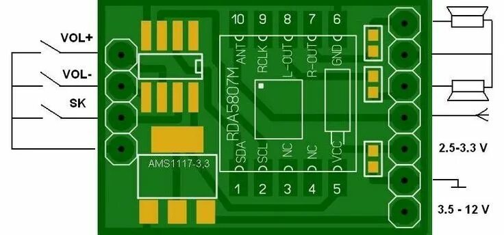 Rrd 102 схема подключения без контроллера Обновлено. Стерео радиоприёмник Rda5807m + Attiny13a ценой меньше 1$ Radio, Ham 