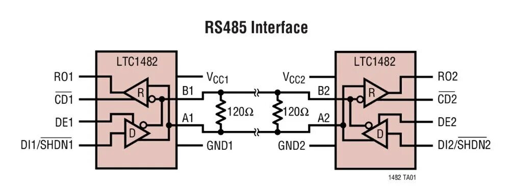 Rs 485 подключение устройств Ltc1482cms8 Ltc1482cs8 Ltc1482 - Low Power Rs485 Transceiver With Carrier Detect