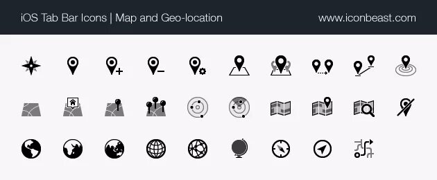 Rsat оснастка Map and Geo-location iOS Tab Bar Icons Toolbar icons, Map geo, Icon