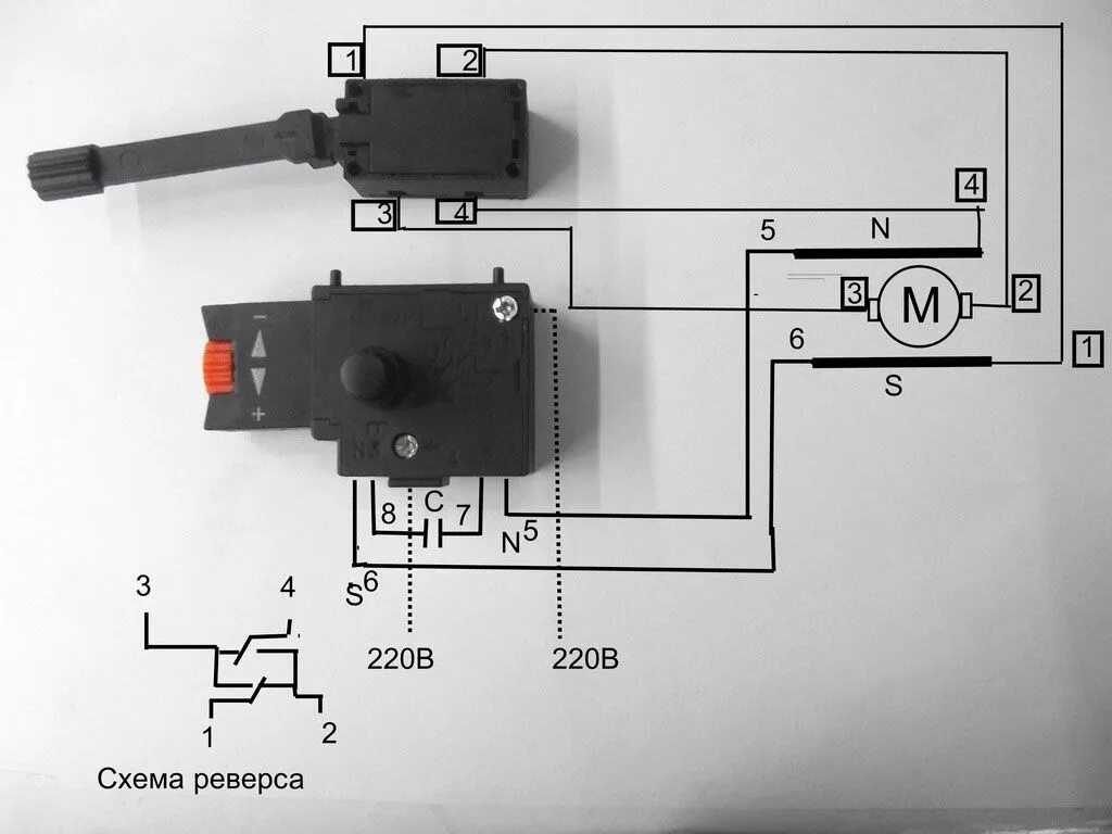 Ruichi ql50 10 схема подключения Кнопка выключатель БУЭ дрели с реверсом электроинструмент ремонт купить