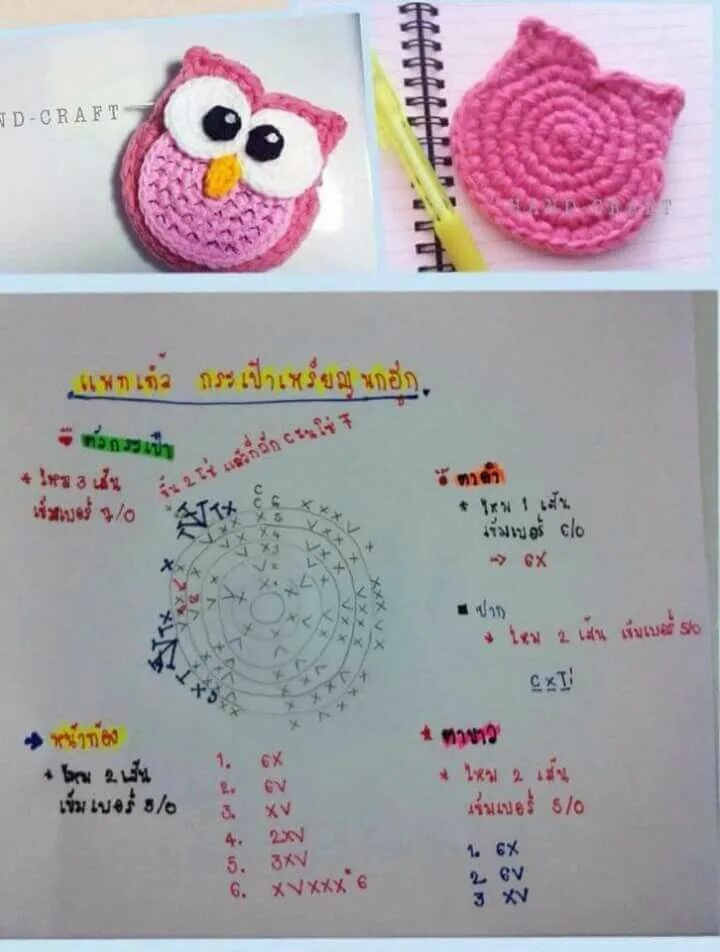 Rutube вяжем органайзер сову со схемой крючком ก ร ะ เ ป า เ ห ร ย ญ น ก ฮ ก Crochet bookmarks, Crochet applique patterns free,