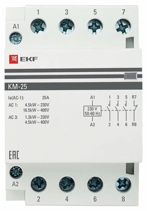 Rvf 3 63а ekf proxima схема подключения Модульный контактор EKF КМ 25А 3NО+NC (3 мод.) PROxima 25А - Контакторы - купить