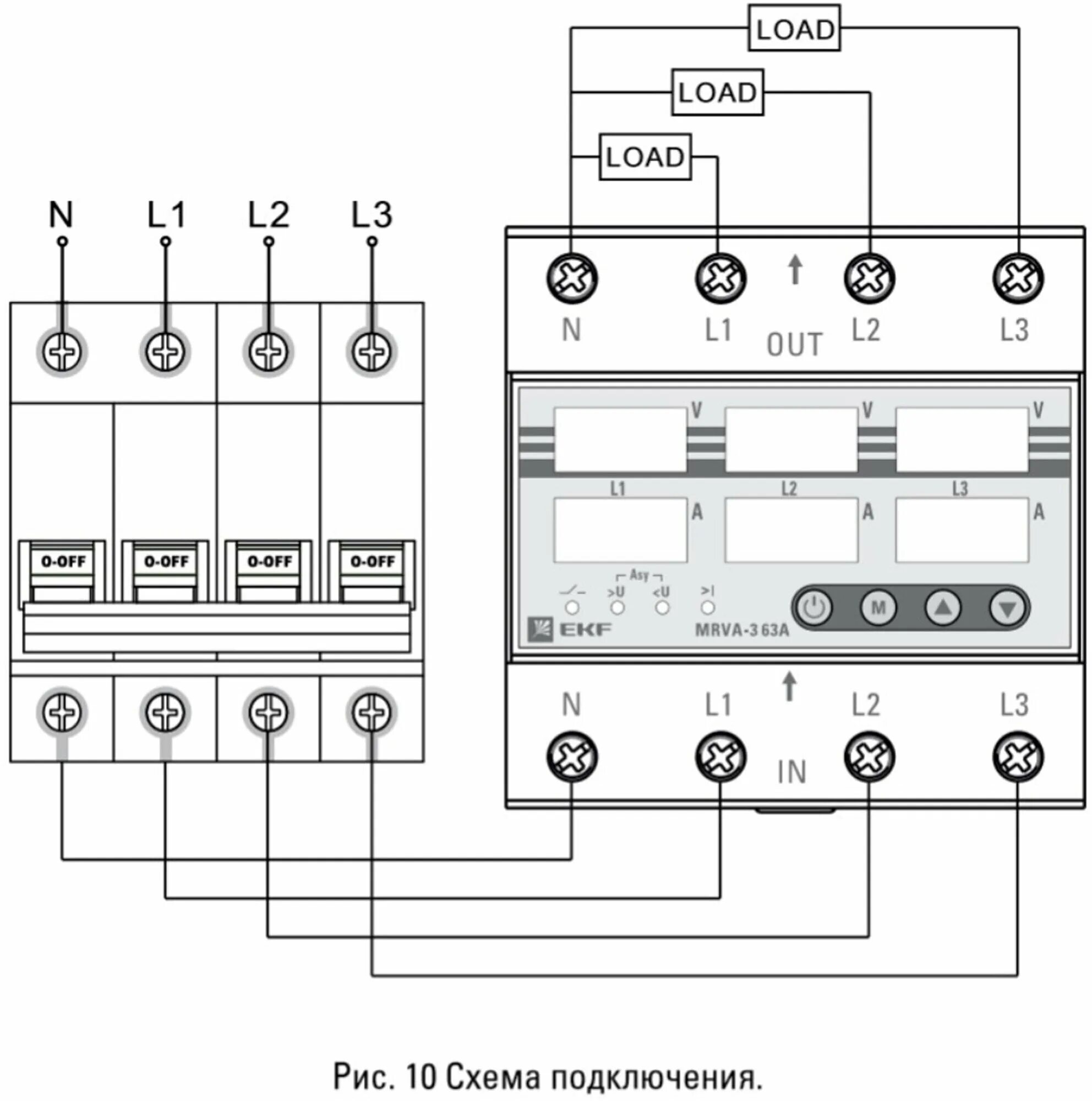 Rvf 3 63а ekf proxima схема подключения Реле контроля напряжения EKF MRVA-3 63 63 А 400 В - купить в интернет-магазине п