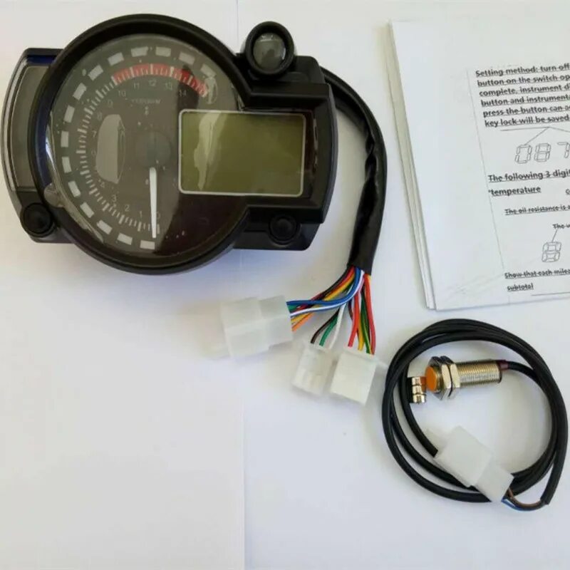 Rx2n приборная панель подключение Новейший KOSO RX2N аналогичный ЖК цифровой одометр мотоцикла 7 цветов Спидометр 