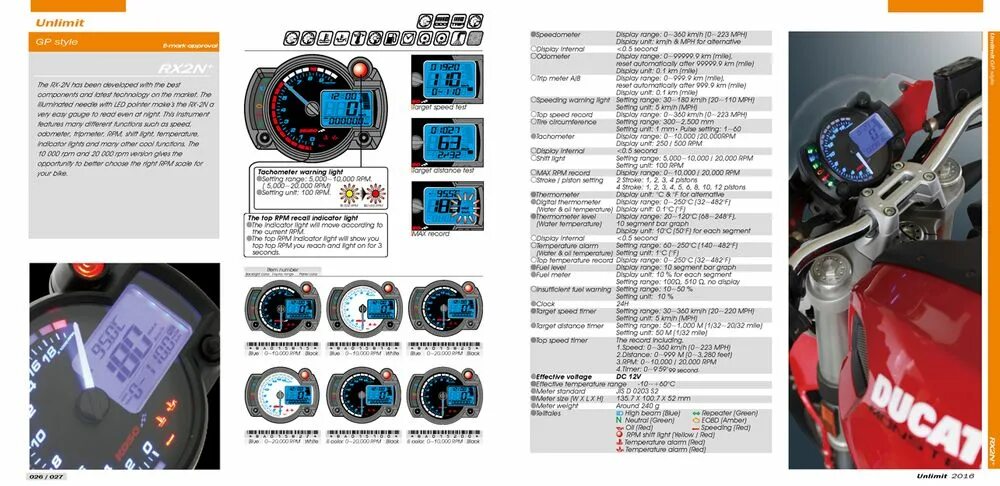 Rx2n приборная панель подключение RX2N+ GP Style (max. 10 000RPM) weiss mit ABE/KBA Koso Europe English