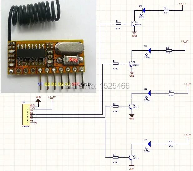Rx470 4 радиомодуль подключение 433 МГц, UNO, беспроводной телефон, 5 В, Радиочастотный пульт дистанционного упр