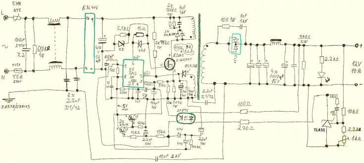 S 120 12 блок питания схема подключения Reverse Engineered Schematics Circuito electrónico, Circuito, Electrónica