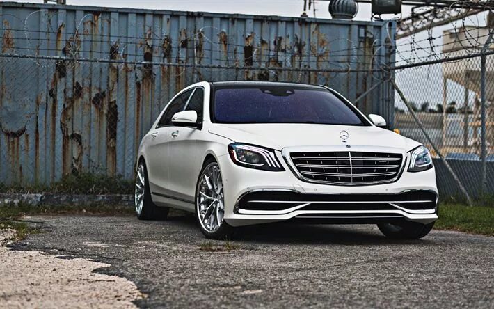 S класс 222 фото Download wallpapers Mercedes-Benz S-Class, W222, S500, 2018, front view, new whi