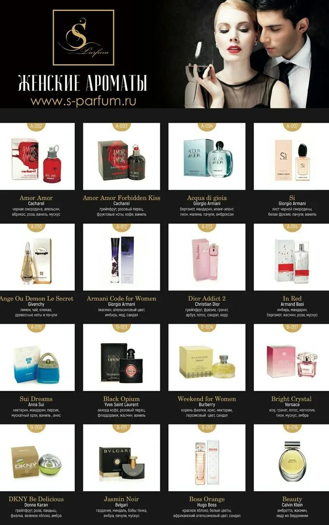 S parfum духи каталог с фото Парфюм парфюмерия каталог