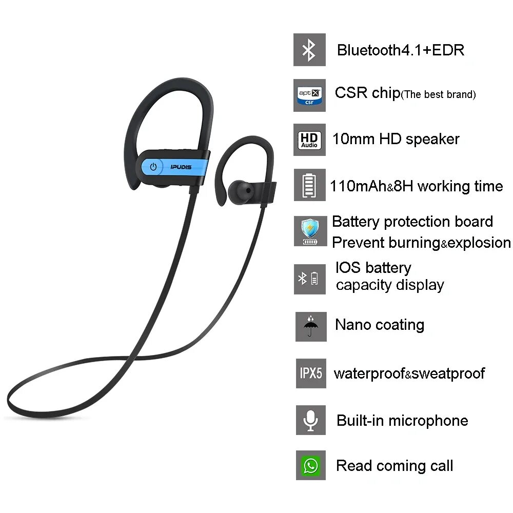 S10 беспроводные наушники bluetooth 5.2 как подключить Купить ipudis спорт беспроводной наушники блютуз наушники с ответ 110 стоят ожид