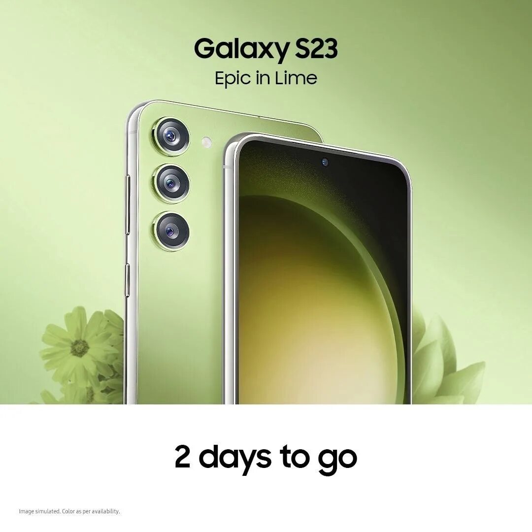 S23 зеленый фото Samsung внезапно анонсировала Galaxy S23 в лаймовом цвете. Релиз модели состоитс