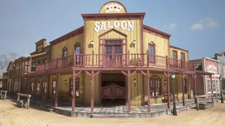 Saloon набережная ул 52 фото western town west 3d c4d Western town, Old western towns, Western saloon