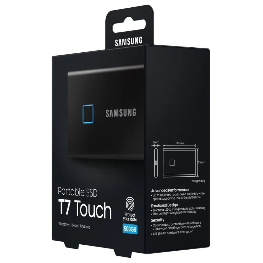 Samsung portable ssd t9 2tb какие подключения Samsung MU-PC500K/WW 500 GB T7 Touch Preto Techinn