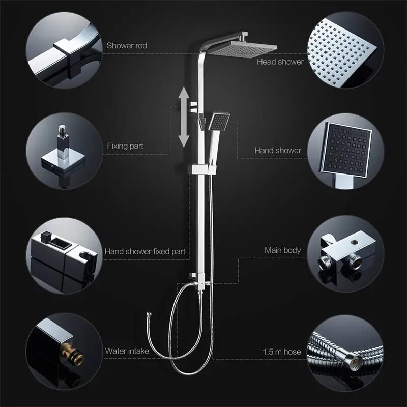 Sanitary wares душевая система подключение и установка Хромированные смесители для душа в ванную комнату, настенный кран для душа, наса