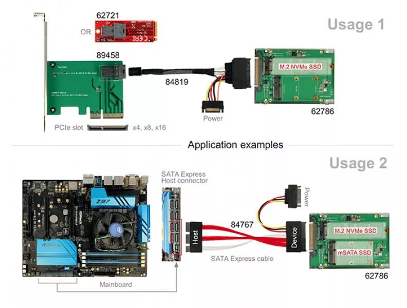 Sata 2 подключение ssd Delock 2.5i Converter SATA Express / U.2 - 1x M.2 / 1x mSATA with Enclosure 9.5m
