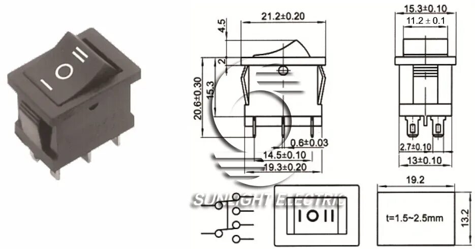 Sc768 переключатель схема подключения Sub-miniature Type Kcd1-203-1 On-off-on T85 3 Way 6 Pins Rocker Switch - Buy On-