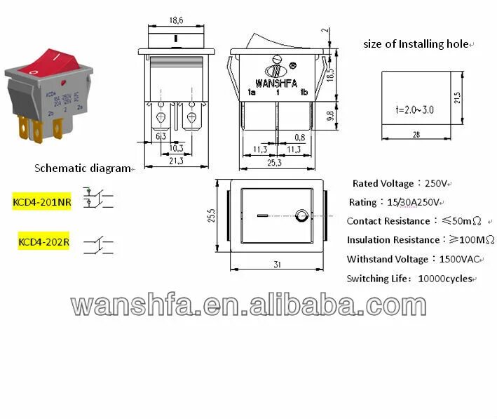 Sc768 переключатель схема подключения Kcd4-201n T125 Rocker 250 V 10a - Buy Kcd4 Rocker,Rocker 250 V 10a Product on Al