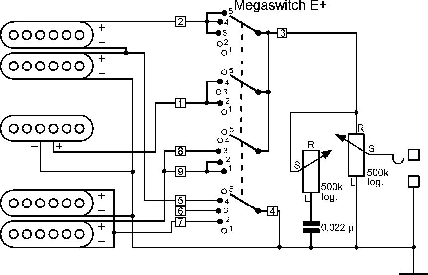 Schaller megaswitch e схема распайки Schaller Megaswitch E Plus 15310005 переключатель для электрогитары купить в Мос