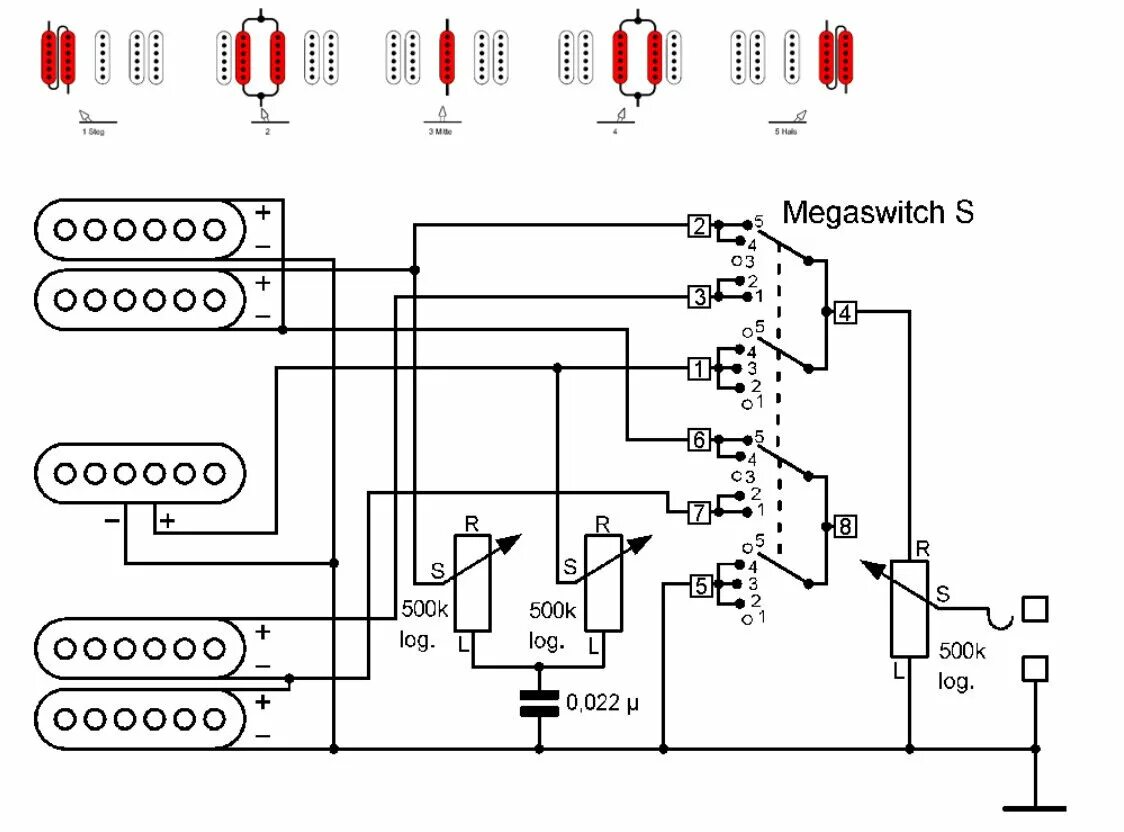 Schaller megaswitch e схема распайки Переключатель 5ти позиционный SCHALLER Megaswitch S 15310003, Strat - купить по 