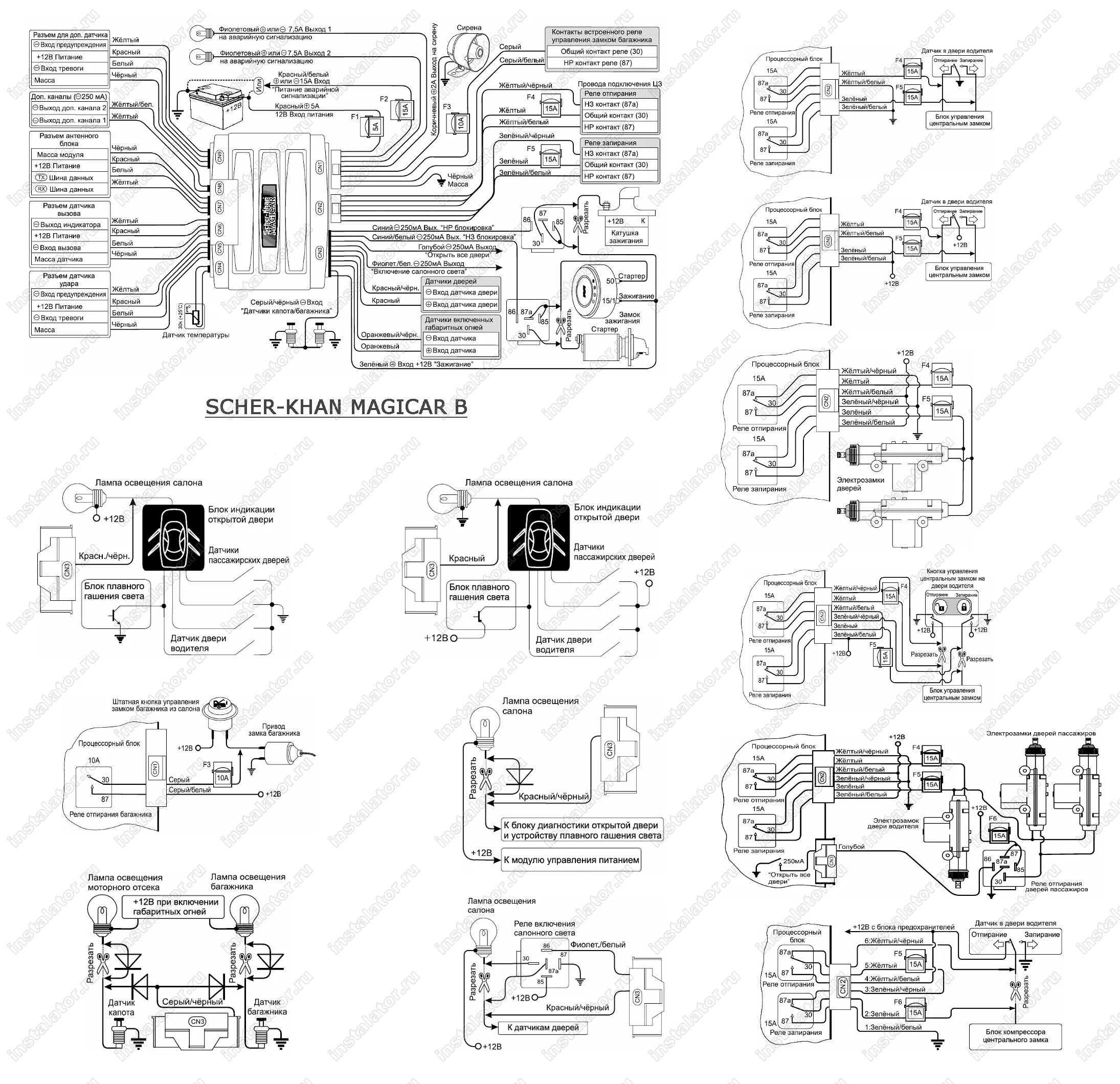 Scher khan universe 1 схема подключения Схема подключения сигнализации Scher-khan Magicar B
