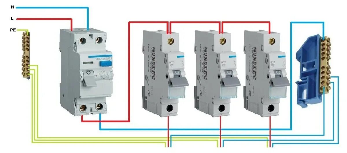 Schneider electric двухполюсный автоматический выключатель как подключить Схема подключения двухполюсного автомата в однофазной сети на - Все для строител