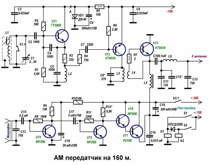 Sennheiser схемы передатчиков АМ передатчик на 160 метров Радиостанция, Схемотехника, Электроника
