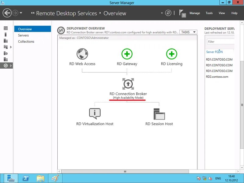 Server 2012 удаленное подключение Remote Desktop Services 2012 - Отказоустойчивая ферма Remote Connection Broker н