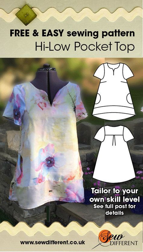 Sew freedom купить выкройки Hi-Low Pocket Top - FREE SEWING PATTERN Sewing patterns free, Easy sewing patter
