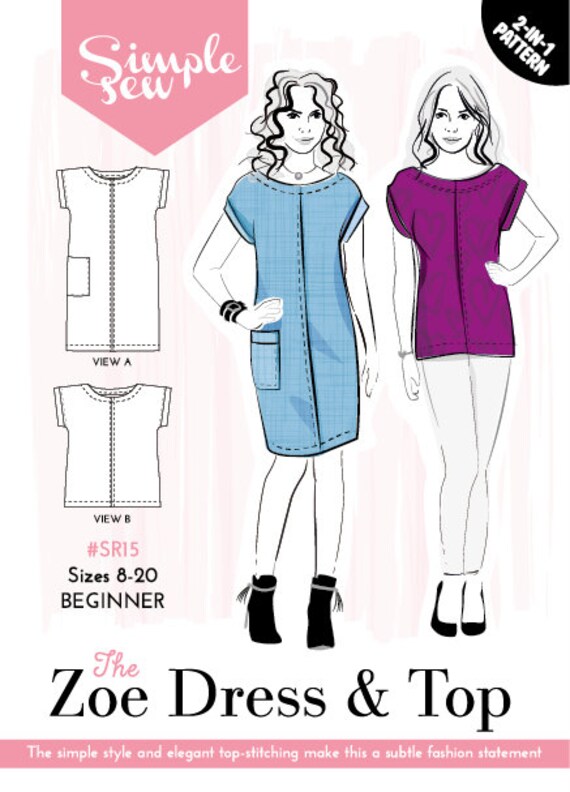Sew it now выкройки PDF The Zoe Top and DressUK 6-20 Etsy