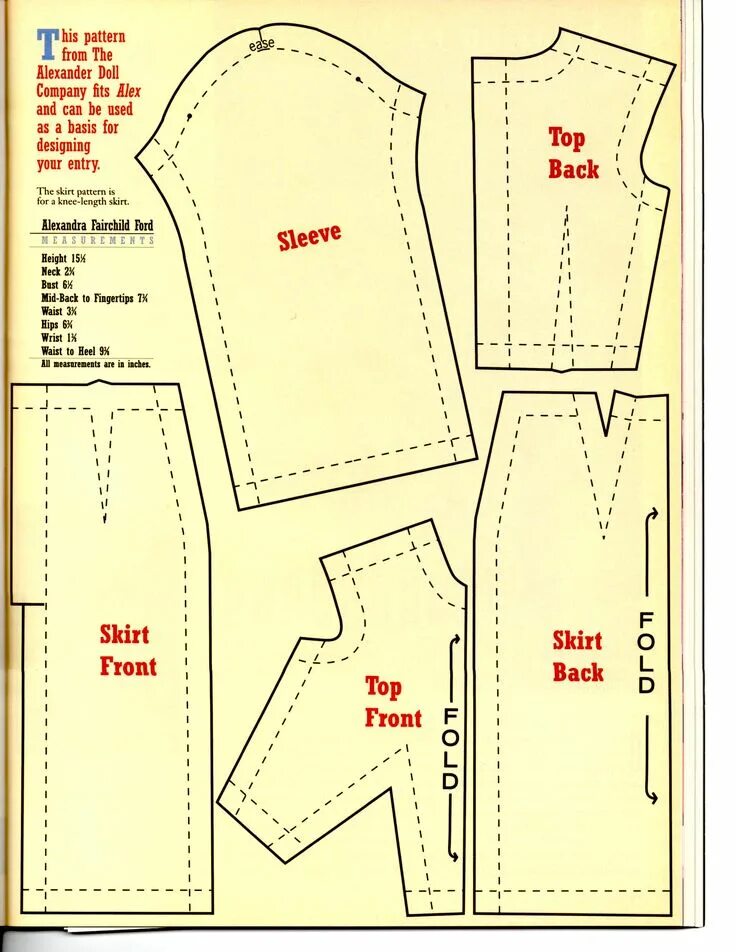 Sewing now выкройки Sewing pattern from Doll Reader, November 2000. Pattern was provided as part of 