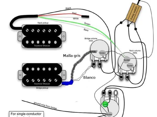 Seymour duncan распайка Guía de instalación de Seymour Duncan SH-13 Dimebucker en DEAN ML 79 FLOYD SB : 