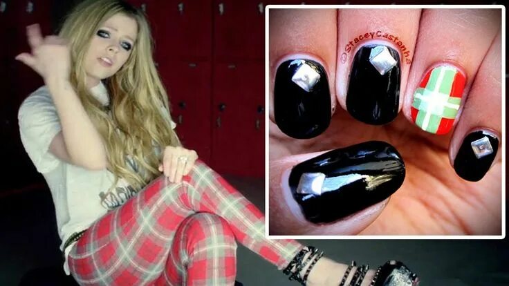 She nails народная ул 8 фото Avril Lavigne Inspired Plaid Nails Tutorial