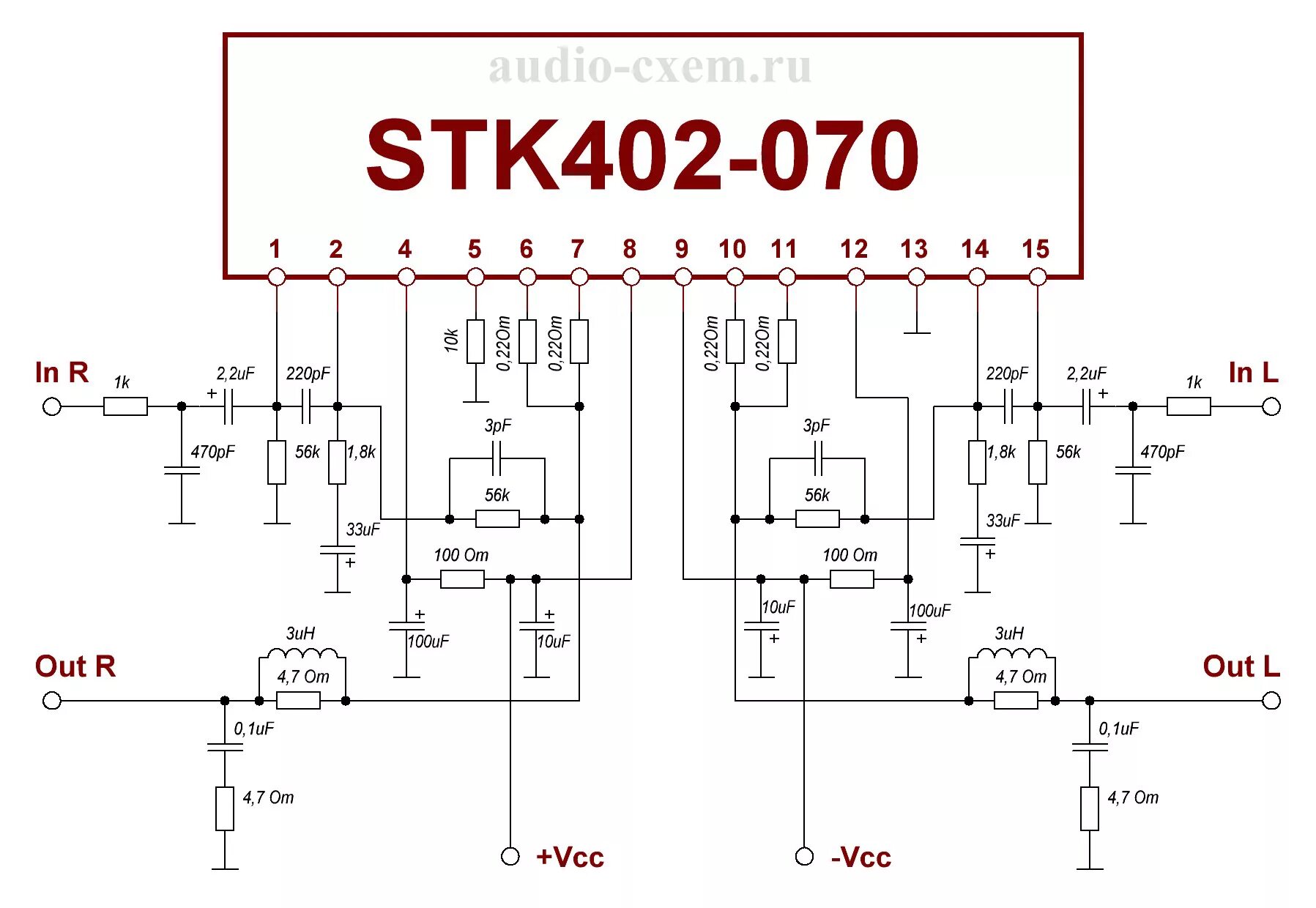 Stk402 070 схема усилителя Ответы Mail.ru: Может кто не будь нарисовать из этой схему для совсем новичка?