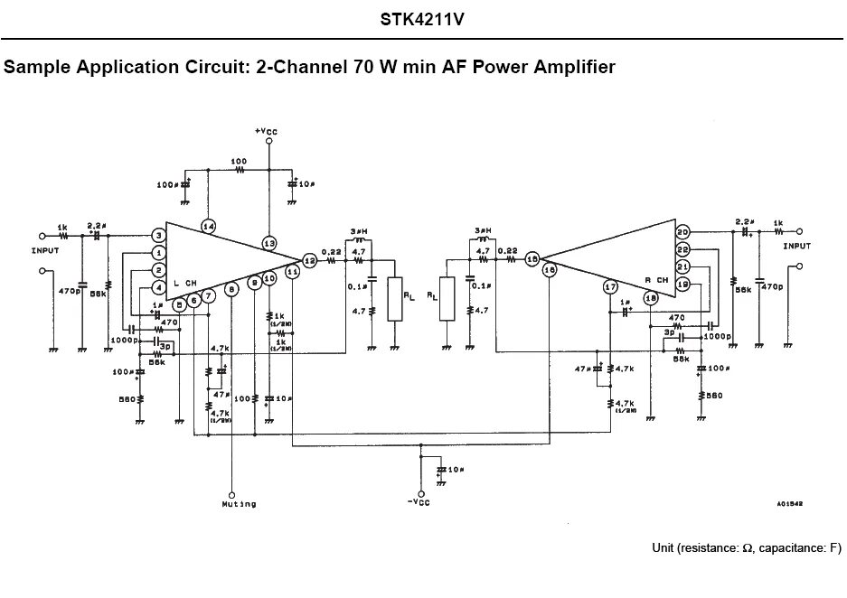 Stk4132ii схема усилителя 2x70W amplifier