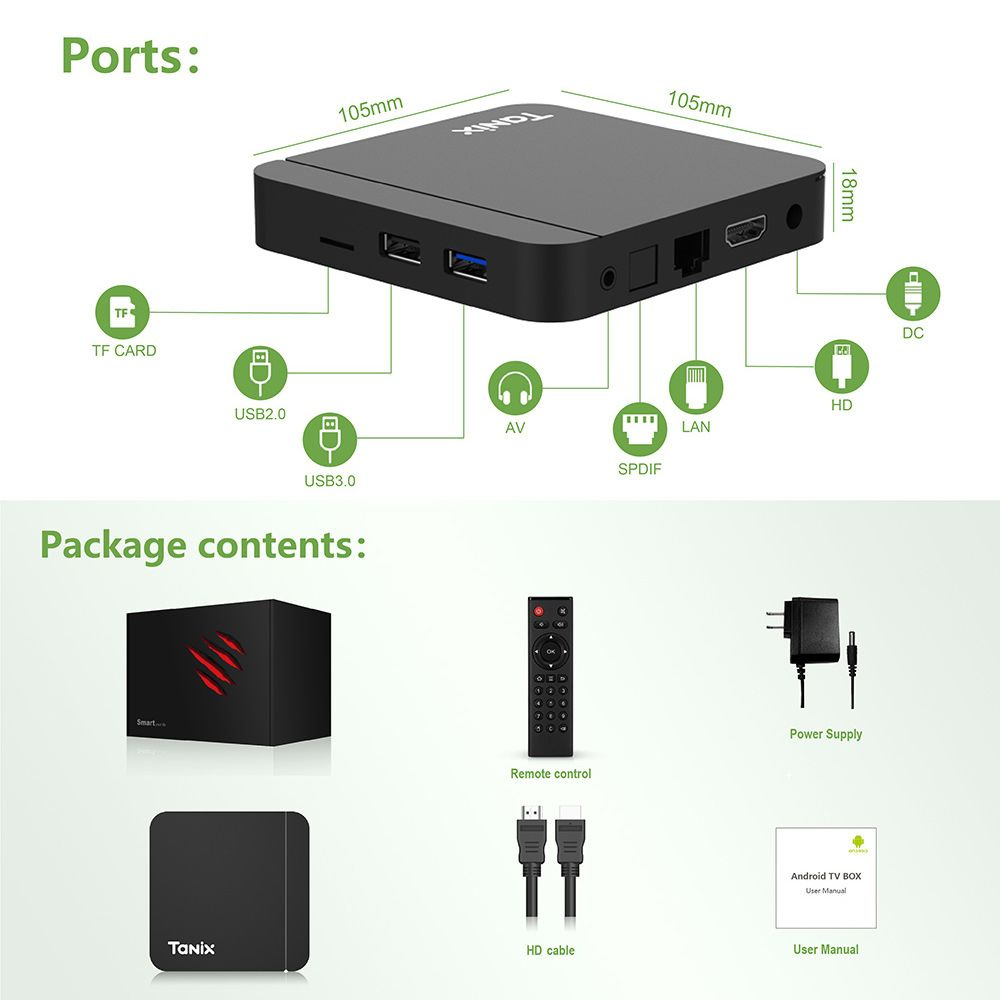 Tanix w2 4 32 подключение Tanix W2 Smart Set Top Box S905W2 4 ГБ 32 ГБ Медиаплеер Android 11 WiFi ТВ-бокс 