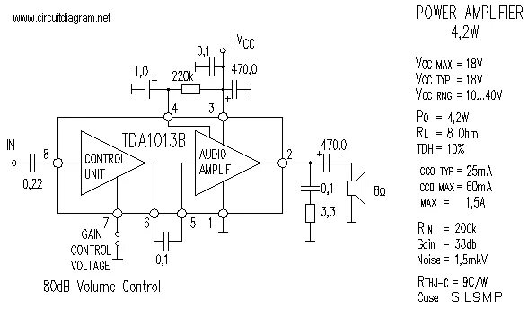 Tda1013a схема усилителя 4W Audio Amplifier based TDA1013B Audio amplifier, Amplifier, Power amplifiers