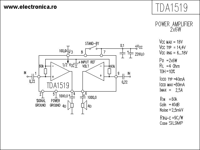 Tda1519a схема усилителя Other Integrated Circuits Integrated Circuits (ICs) TDA1519 TDA 1519 CIRCUITO IN