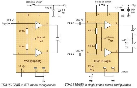Tda1519a схема усилителя 6 Watt Audio Amplifier Schematic Circuit with TDA1519
