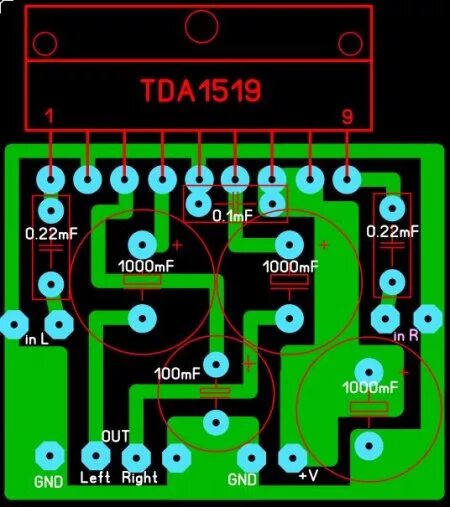 Tda1519a схема усилителя DIY 2 х 6 Watt amplifier on TDA1519. Schematic and Komitart LAY6.