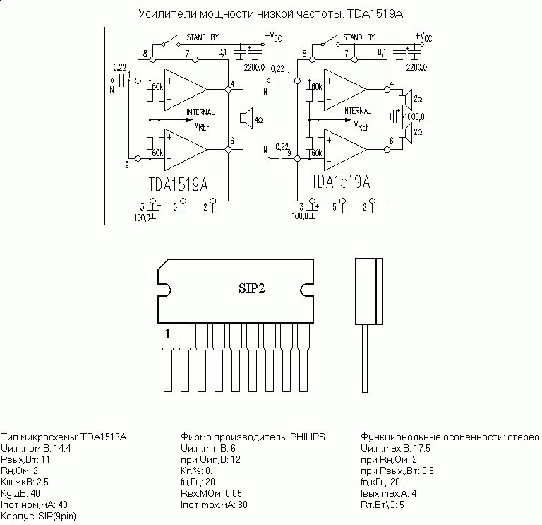 Tda1519a схема усилителя TDA1519A :: Зарубежные микросхемы