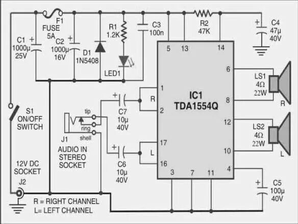 Tda1554q схема усилителя Пин на доске Tda-xxx