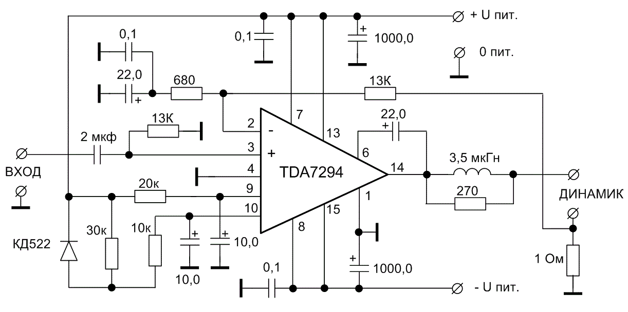 Tda2009a схема усилителя Усилитель на микросхеме своими руками