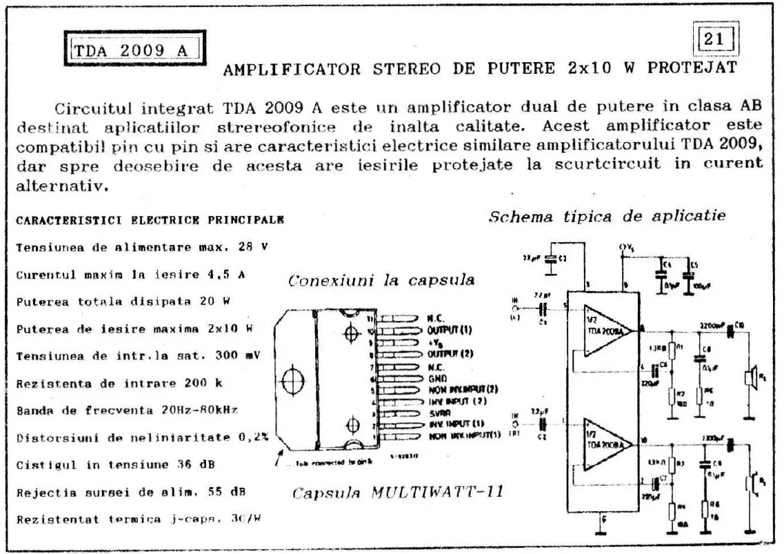 Tda2009a схема усилителя AMPLIFICATOR AUDIO CU TDA 2009A / AUDIO AMPLIFIER WITH TDA 2009A