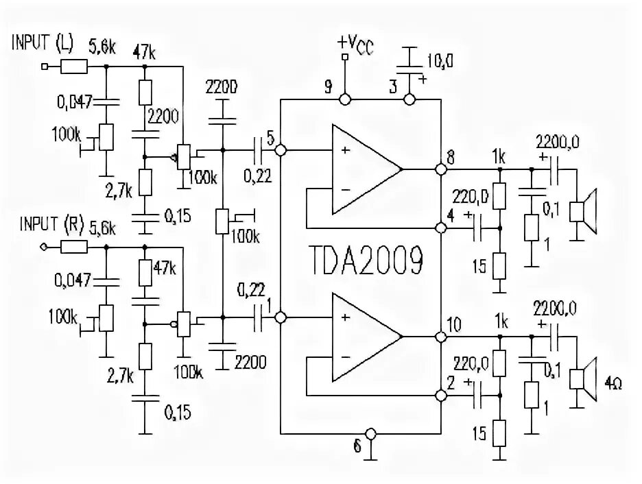 Tda2009a схема усилителя TDA2009 Audio IC parameters, equivalents, app notes and cross reference (Pag. 1/