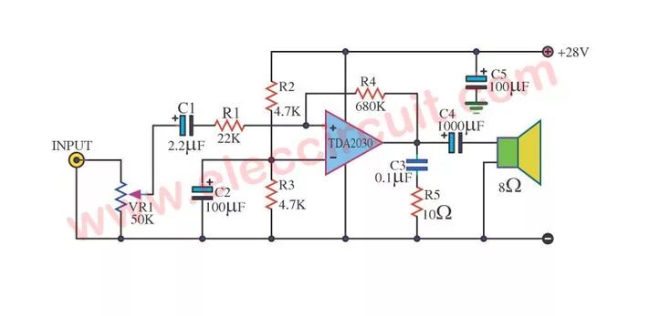 Tda2030 схема усилителя TDA2030 Audio Amplifier Circuit