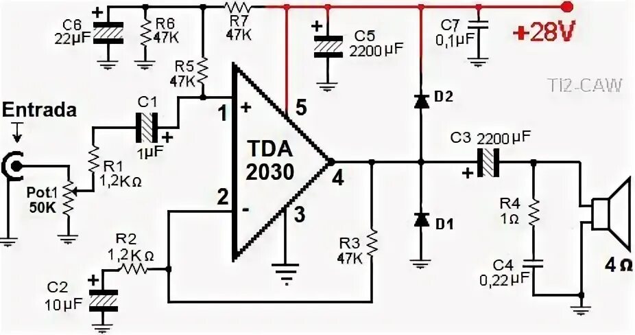 Tda2030 схема усилителя amplificador tda2030 Electrical circuit diagram, Electronic circuit design, Elec