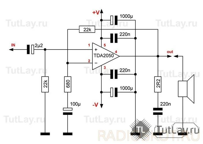 Tda2050 схема усилителя с однополярным питанием Усилитель НЧ Hi-Fi 32 Вт на TDA2050 - Страница 18 - Форум радиолюбителей