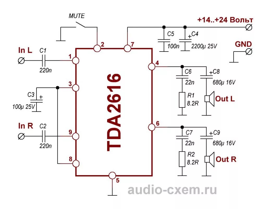 Tda2616 усилитель схема и печатная плата Стерео усилитель на TDA2616 10Вт+10Вт. AUDIO-CXEM - смотреть видео (видео)