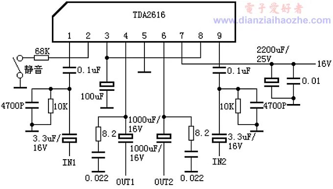 Tda2616 усилитель схема и печатная плата Tda2616 усилитель схема и печатная плата